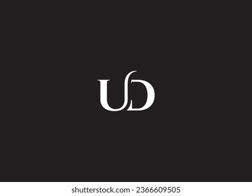 Diseño del logotipo de escritura de letra inicial UD y logotipo minimalista