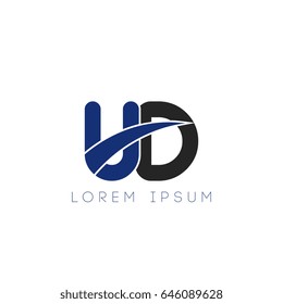 ud initial letter uppercase logo blue and black