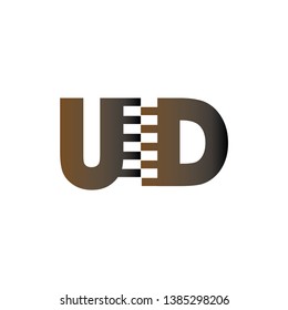 UD Initial Letter with Zip Logo Vector