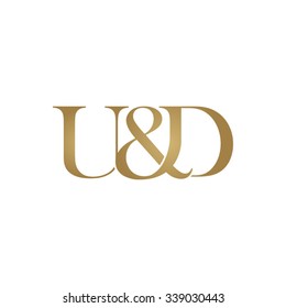 U&D Initial logo. Ampersand monogram golden logo