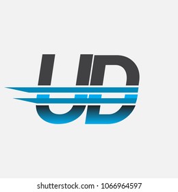 UD initial logo company name colored black and blue, Simple and Modern Logo Design.