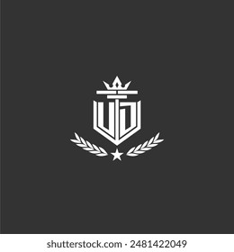 UD initial monogram brand logo design for crown vector image