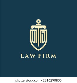 UD initial monogram for law firm with sword and shield logo image