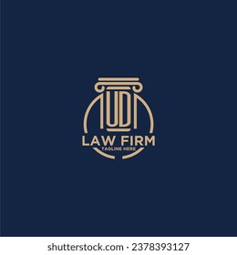 UD initial monogram for law firm with creative circle line