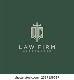 UD initial monogram for law firm with sword and shield logo image