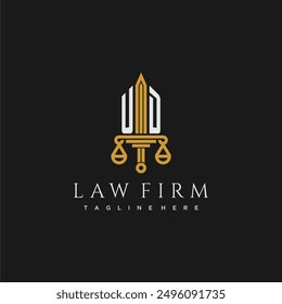 UD initial monogram for lawfirm logo with sword and scale