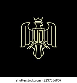 UD initial monogram logo for eagle  crown image vector design