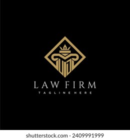 UD initial monogram logo for lawfirm with pillar in creative square design