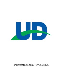UD initial overlapping swoosh letter logo blue green