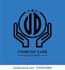 UD initials held within hands, symbolizing trust and protection. The circle represents unity, while stars highlight excellence and ambition.