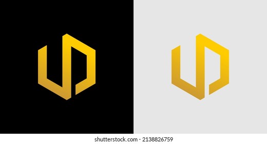 Plantilla de vectores de iconos monograma de diseño de logotipo de letras UD