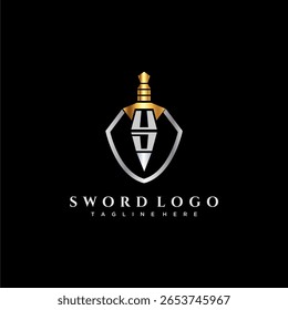 Monograma de lujo de la letra de la UD para la Imagen del estilo del escudo y de la espada