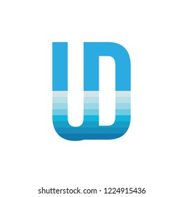 UD letter with sea wave logo