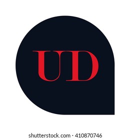 UD Letters red , Abstract black background logo, Design identity in shape, Alphabet letter