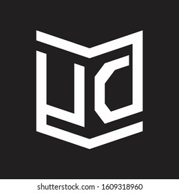 UD Logo Emblem Monogram With Shield Style Design Template Isolated On Black Background