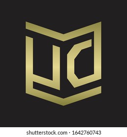 UD Logo Emblem Monogram With Shield Style Design Template Isolated. Gold colors