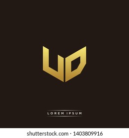 UD Logo Letter Initial Logo Designs Templete with Gold and Black Background