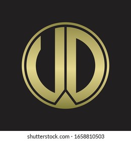 Monograma de logotipo UD con estilo de cinta de pieza en colores dorados