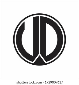 UD Logo monogram circle with piece ribbon style on white background