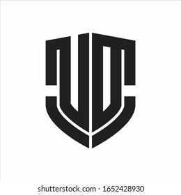 UD Logo monogram with emblem shield shape design isolated on white background