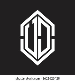 UD Logo monogram with hexagon shape and outline slice style with black and white