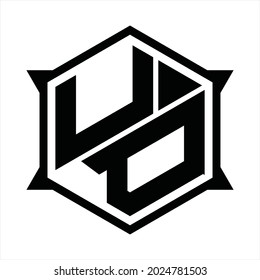 UD Logo monogram with hexagon and sharp shape design template