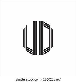 UD Logo monogram outline style linked isolated on white background