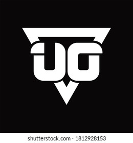 UD Logo monogram with triangle shape rounded design template on black background