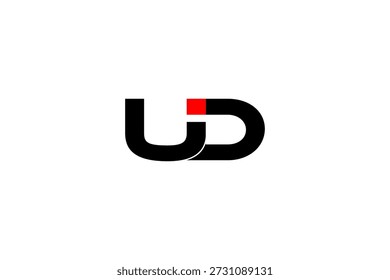 UD Logo with Red Accent – Bold Minimalist Monogram for Modern Branding, Identity, and Visual Impact