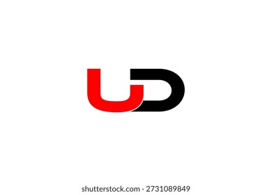 UD Logo with Red-Black Contrast – Bold Minimalist Monogram for Branding, Identity, and Visual Impact