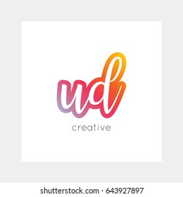 UD logo, vector. Useful as branding, app icon, alphabet combination, clip-art.