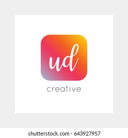 UD logo, vector. Useful as branding, app icon, alphabet combination, clip-art.