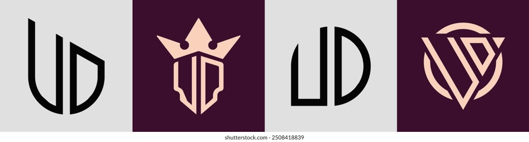 UD moderno inicial letra logotipo design vetor bundle. Ele será adequado para qual empresa ou marca começar esses iniciais.