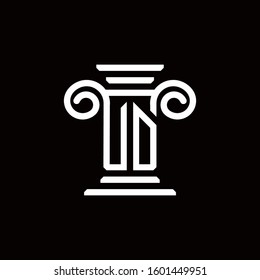 UD monogram logo with pillar style design template