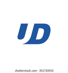 UD negative space letter logo blue