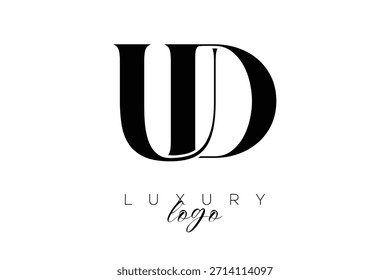 Logotipo de tipografía de monograma de letra UD Serif para una identidad de marca elegante de Premium