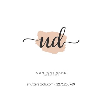 UD U D Initial handwriting logo vector