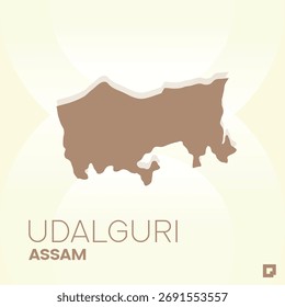 UDALGURI District Map, Assam, Indien - Bearbeitbare Vektorgrafik.
