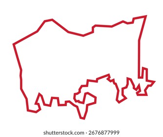 Ilustración de la línea del mapa del distrito de Udalguri del estado de Assam, India