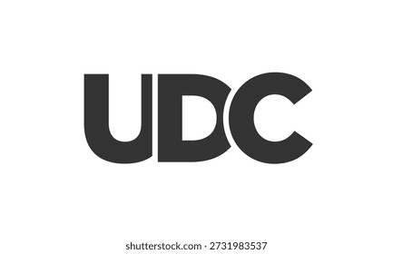 UDC logo design template with strong and modern bold text. Initial based vector logotype featuring simple and minimal typography. Trendy company identity ideal for businesses brand presence.