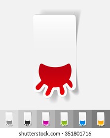 udder paper sticker with shadow. Vector illustration