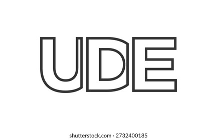 UDE logo design template with strong and modern bold text. Initial based vector logotype featuring simple and minimal typography. Trendy company identity ideal for businesses brand presence.