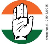 Udf congress party logo with palm of the hand and tricolour flag behind vector 