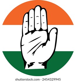 Udf congress party logo with palm of the hand and tricolour flag behind vector  svg