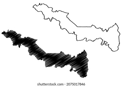 Udham Singh Nagar district (Uttarakhand or Uttaranchal State, Republic of India) map vector illustration, scribble sketch Udham Singh Nagar map