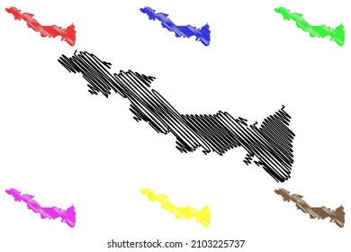 Udham Singh Nagar district (Uttarakhand or Uttaranchal State, Republic of India) map vector illustration, scribble sketch Udham Singh Nagar map