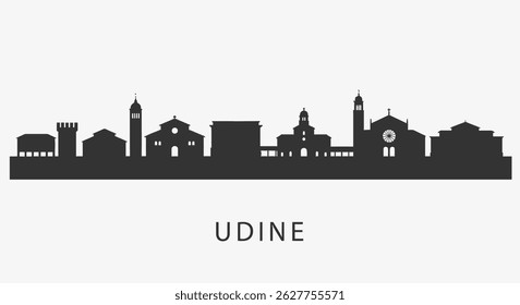Udine Cityscape Silhouette with Italy.