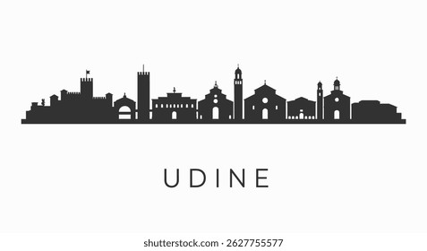 Udine with Italy Skyline Silhouette.