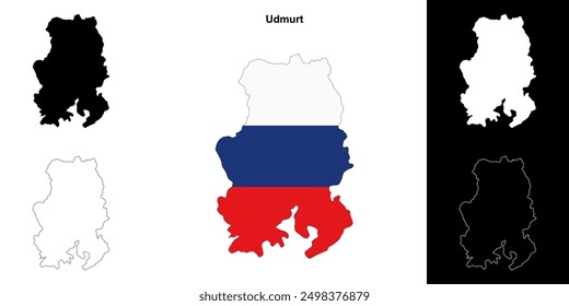 Udmurt blank outline map set