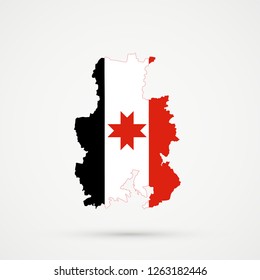 Udmurt Republic map in Udmurt Republic flag colors, editable vector.